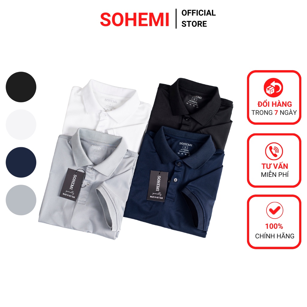 Áo polo nam SOHEMI chất thoáng khí thoải mái vải cotton trơn BASIC