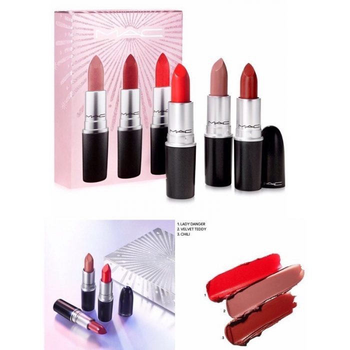 Set Son Mac Thỏi 3 Cây Không Vỏ Hộp Chili + Lady +Velvet Teddy