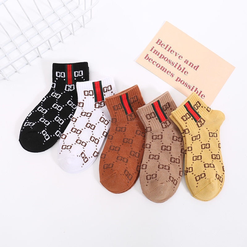 Set 5 đôi tất, vớ, tất trẻ em chất cotton, tất cao cổ thương hiệu cho bé