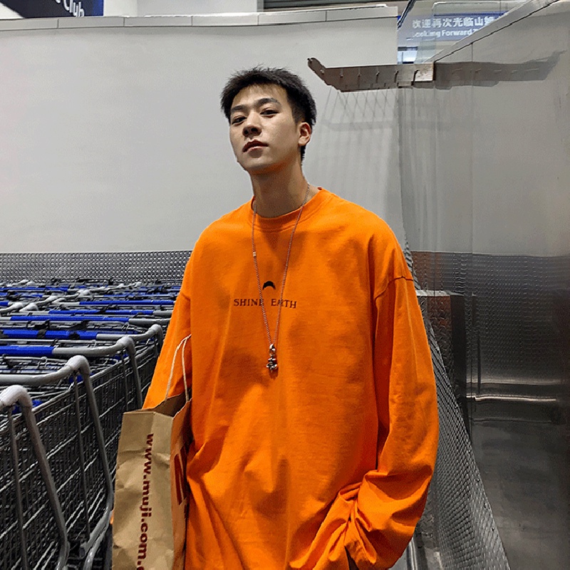 Áo Thun Tay Dài Cổ Tròn Dáng Rộng In Chữ Cỡ Lớn Thoải Mái Thời Trang Cho Nam Size M-5XL