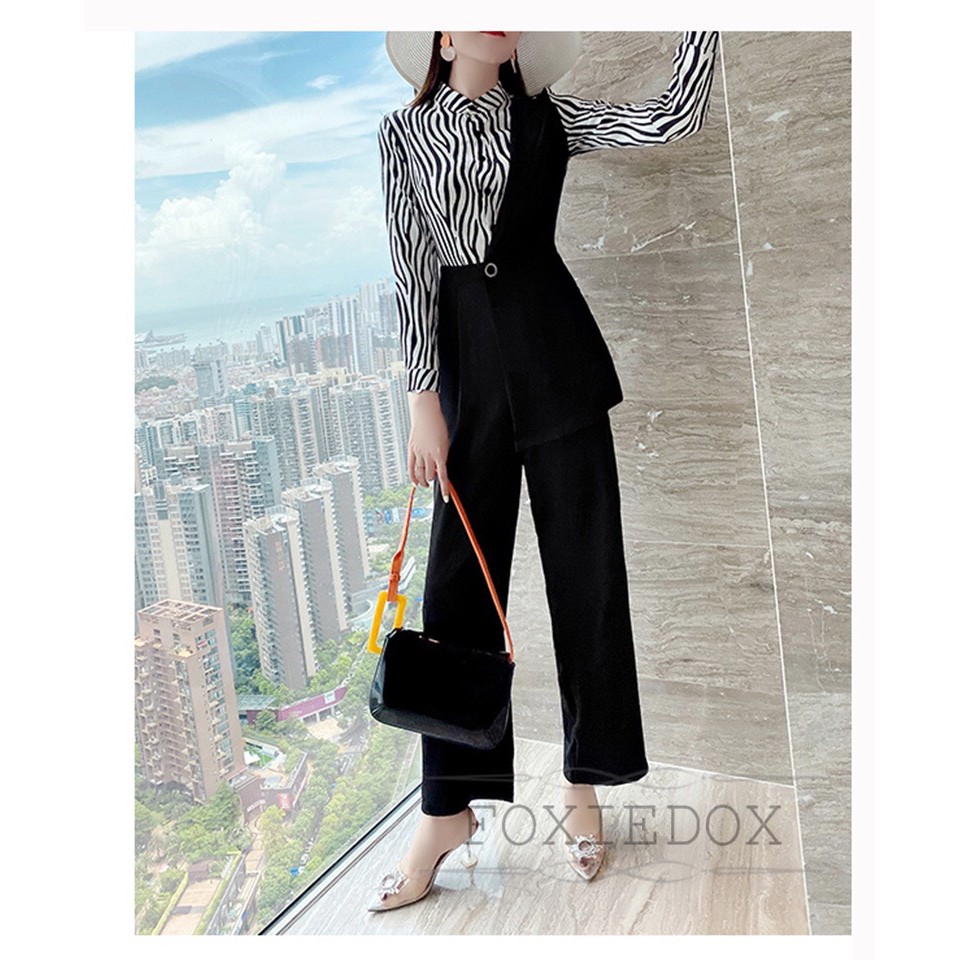 Jumpsuit dài đen phối lụa siêu sang - Mua jumps kiểu đẹp