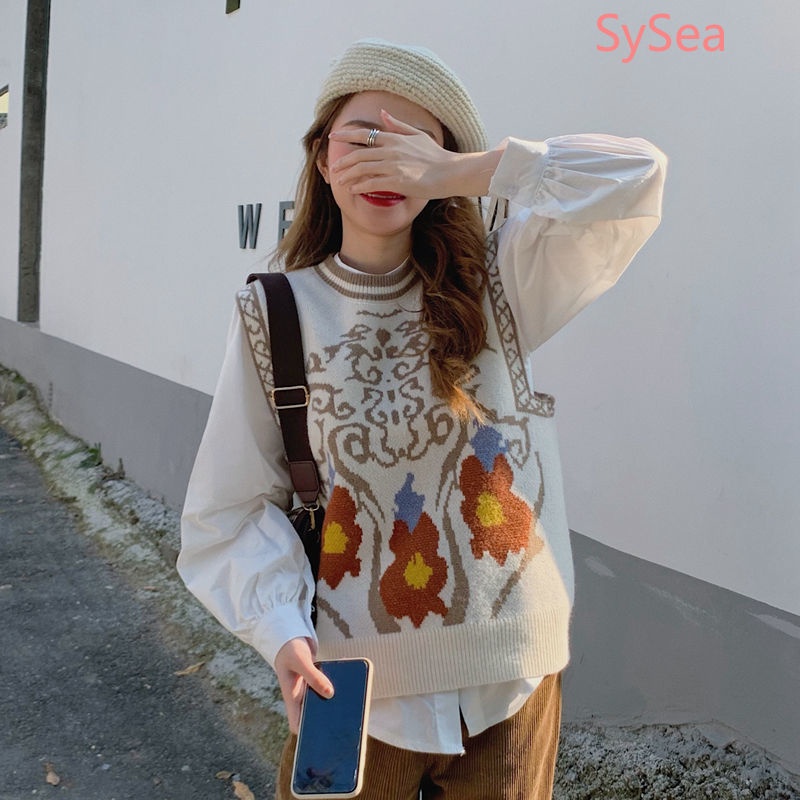 Áo sát nách cổ tròn dáng rộng kiểu Hàn Quốc thời trang mùa thu cho nữ | BigBuy360 - bigbuy360.vn