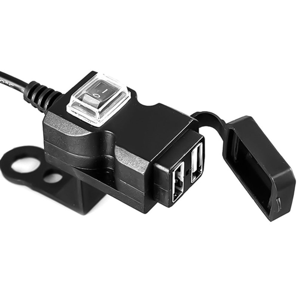 Thiết bị sạc 2 cổng USB 12V 5V 1A/2.1A không thấm nước gắn xe máy