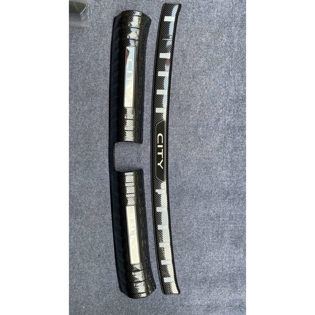 Ốp bậc cửa , nẹp bước chân ,Chống Trầy cốp Honda City 2021 vân carbon mẫu mới nhất