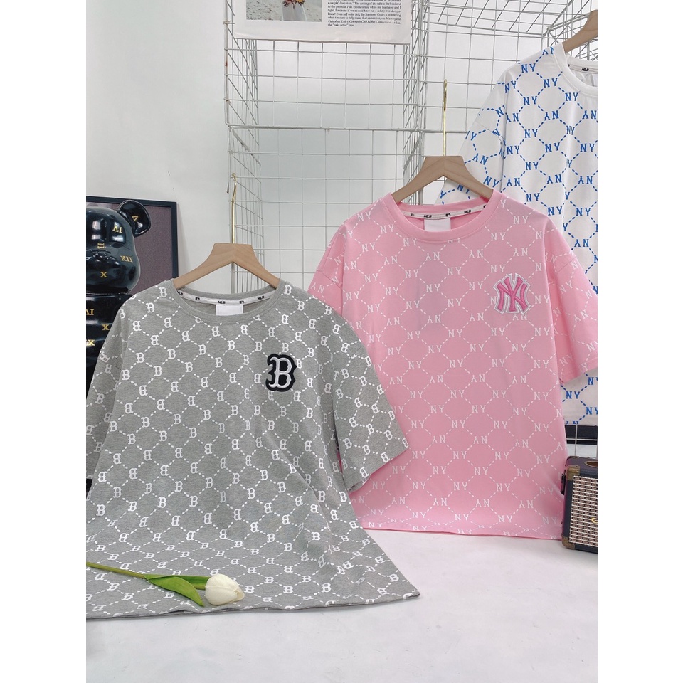 Áo thun nữ ngắn tay cổ tròn M.L.B in NY full thân  chất cotton 100% cotton