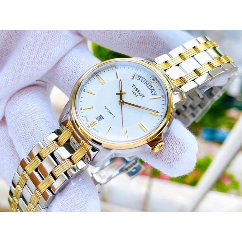 ĐỒNG HỒ NAM CHÍNH HÃNG TISSOT T065.930.22.031.00 nhã nhặn với dây demi và viền đồng màu vàng chanh - VEUWATCH