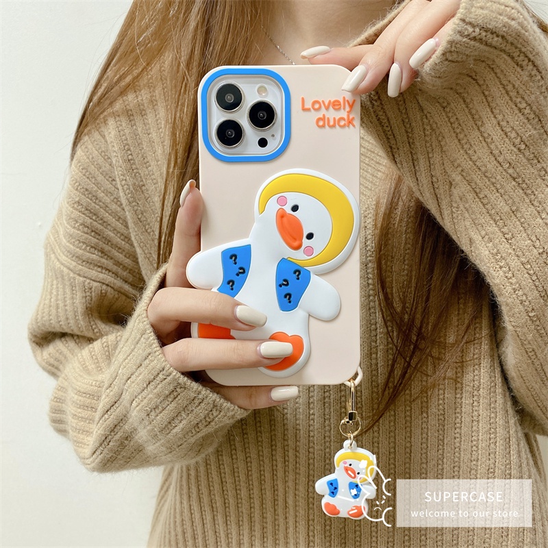 Ốp Điện Thoại Silicon Mềm Họa Tiết Chú Vịt Hoạt Hình Cho iPhone 13 12 11 Pro Max XR XS Max X 8 7 6 6s Plus SE 2022 2020