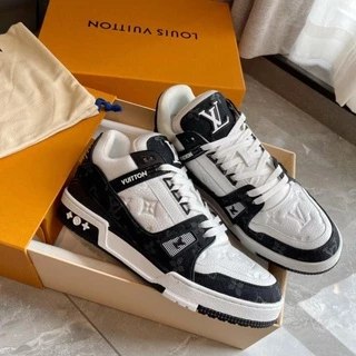 Giày LV trainer, Giày sneaker LV luôn tươi vui xanh, đen, hồng, phối đồ kết hợp giới tính Full Box GL20