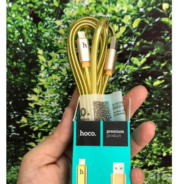 Cáp sạc iphone HOCO báo đèn tự ngắt dây thép bọc cao su trong bảo hành 6 tháng