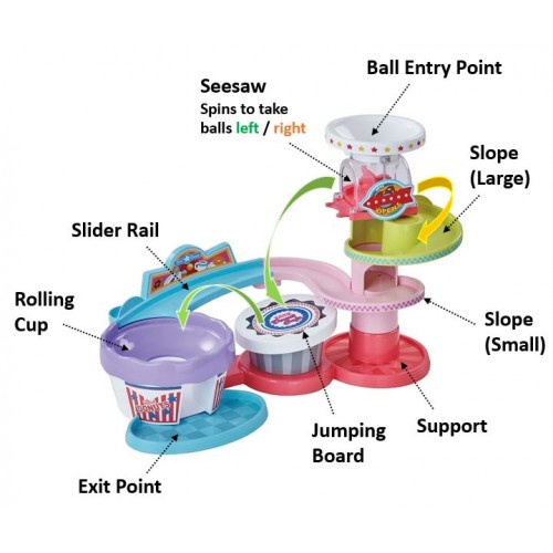 Đồ chơi Tháp trượt bóng và bộ bóng nhào lộn Disney vui vẻ "868866" Takara Tomy Disney Baby Happy Ball Jumping Coaster