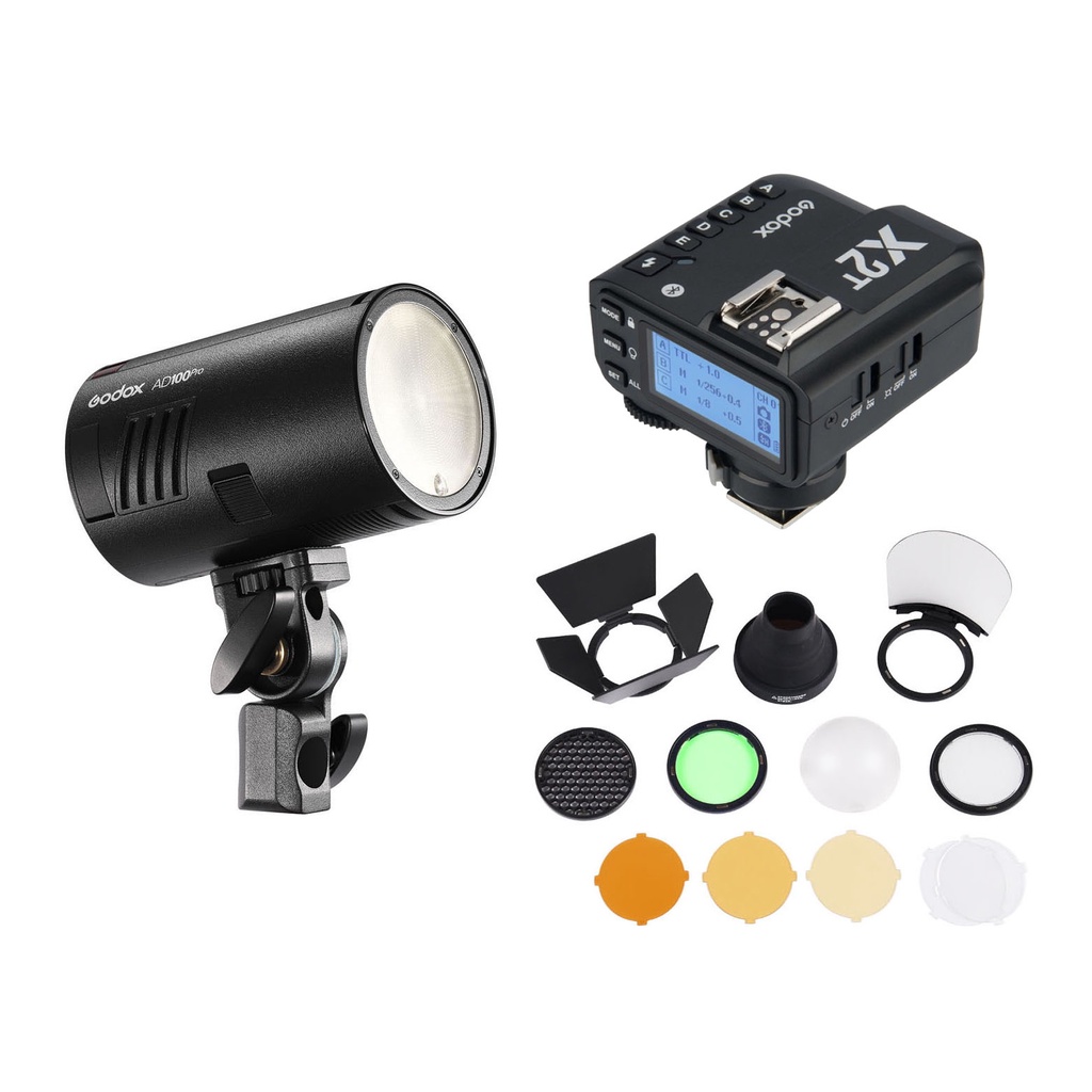 Đèn Flash Godox AD100 Pro kèm trigger X2T, tản sáng AK-R1
