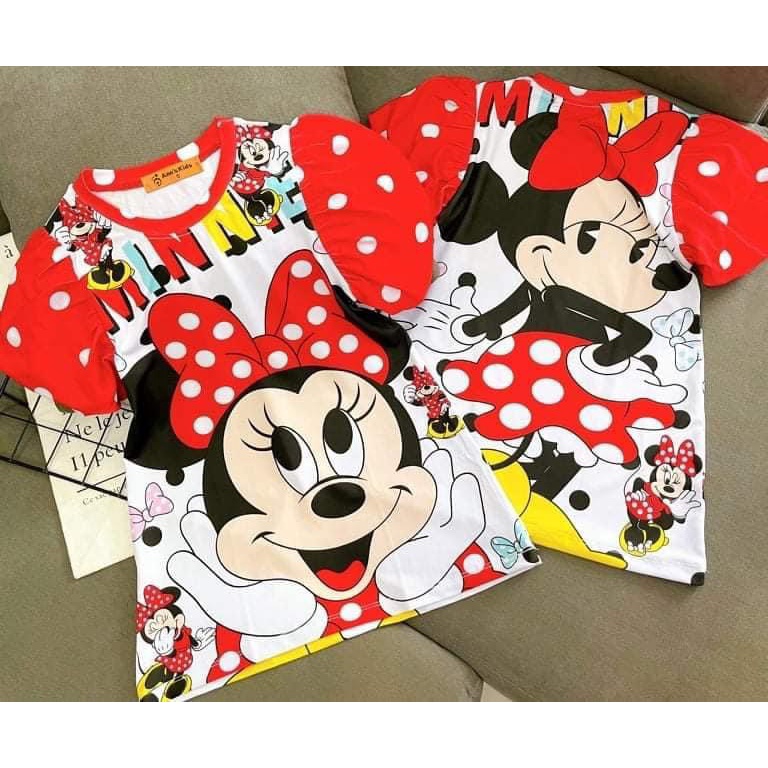 (8-25kg)Váy đầm bé gái- Váy bé gái thun lạnh dáng chữ A tay bồng in 3D( Mẫu Micky)