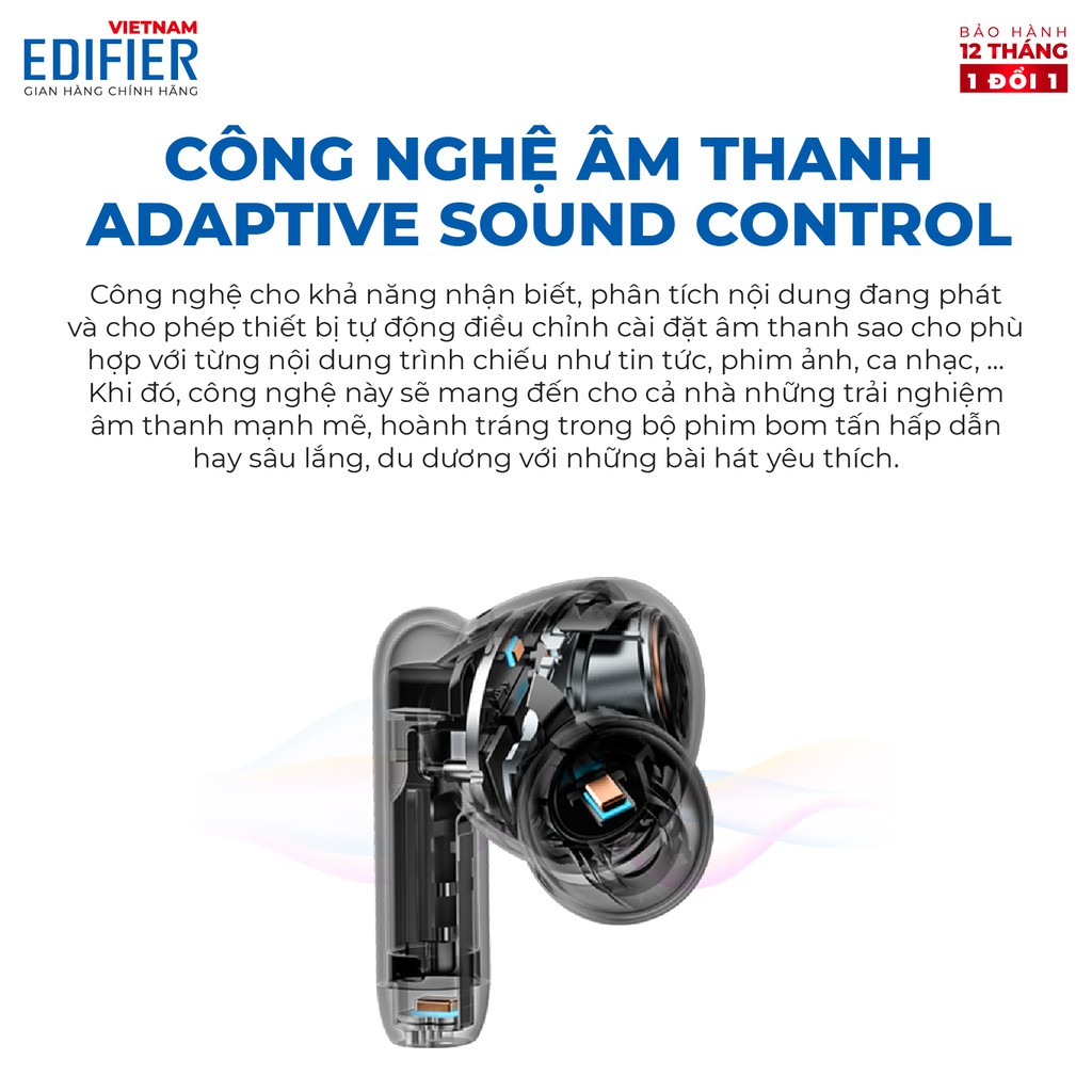 Tai nghe Bluetooth 5.0 EDIFIER TWS 330NB - Bản quốc tế mới nhất - Ngôn ngữ tiếng anh - Thời gian hoạt động 20 giờ