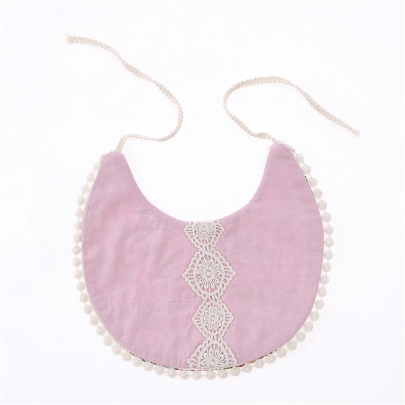 Khăn Yếm Vải Cotton In Hoa Buộc Dây Phối Ren Dễ Thương Cho Bé Sơ Sinh