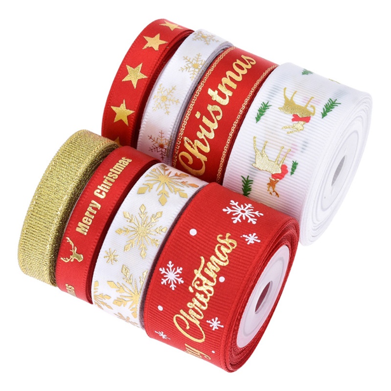 Cuộn Dây Ruy Băng Polyester In Họa Tiết Số 8 Dùng Trang Trí Giáng Sinh DIY