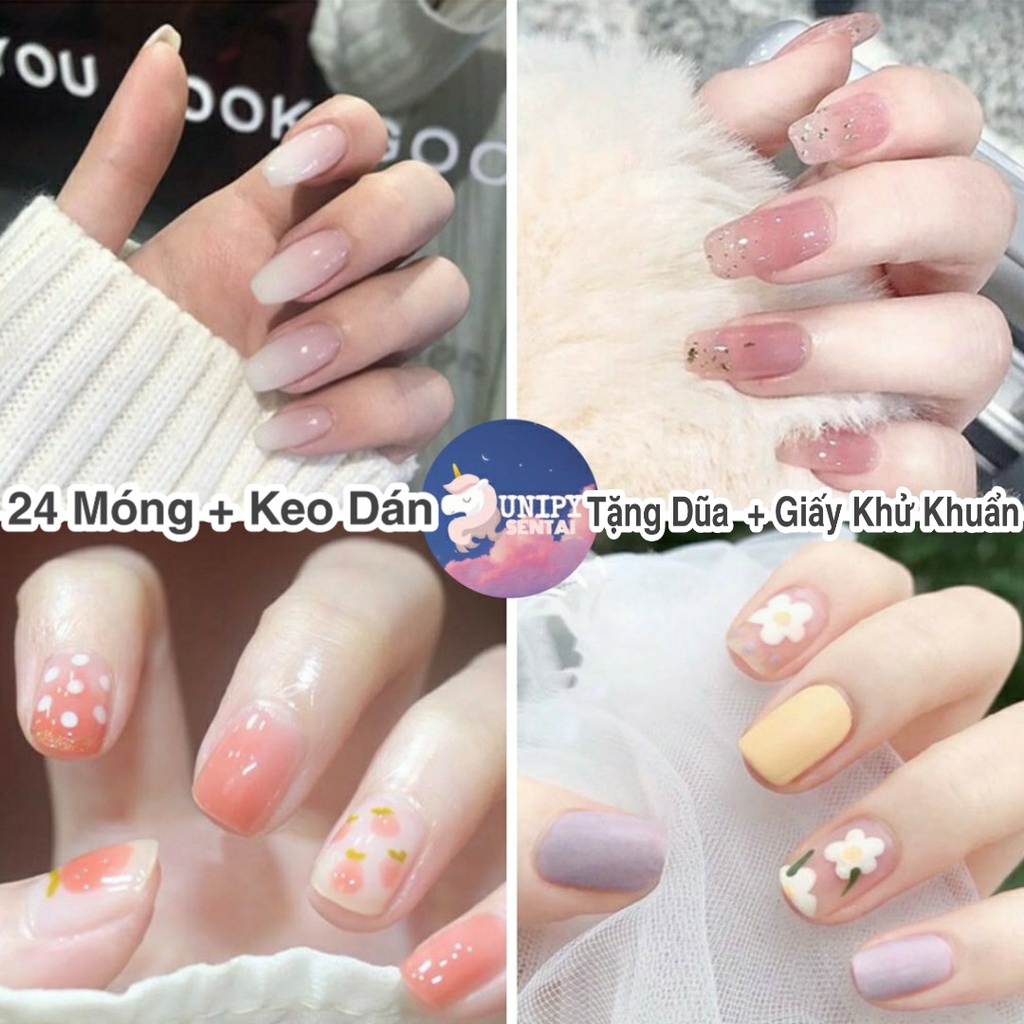 40 Mẫu Móng Giả | Set 24 Móng Tay Giả Kèm Dũa Keo Dán Móng  | R041-R080