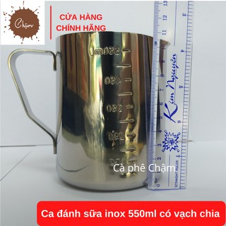 Ca đánh sữa inox 550ml có vạch chia