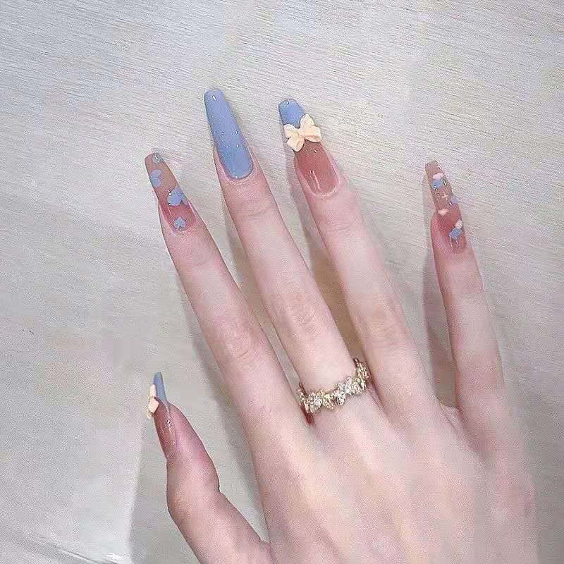 &lt; Handmade &gt; Hình Dán Móng Tay Hình Đám Mây Trắng Chalazie Nơ Mặc Áo Giáp