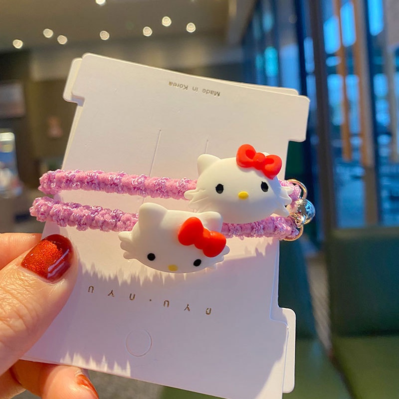 Bộ 2 Dây Buộc Tóc Cao Su Có Nam Châm Hình Gấu / Thỏ Dễ Thương Cho Bé Gái