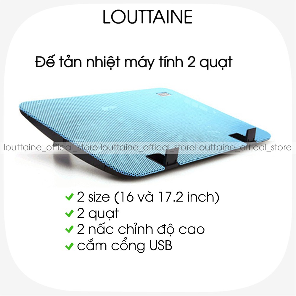 [Hàng loại 1] Đế tản nhiệt laptop Cooling Pad - 2 Quạt vỏ hợp kim cực bền