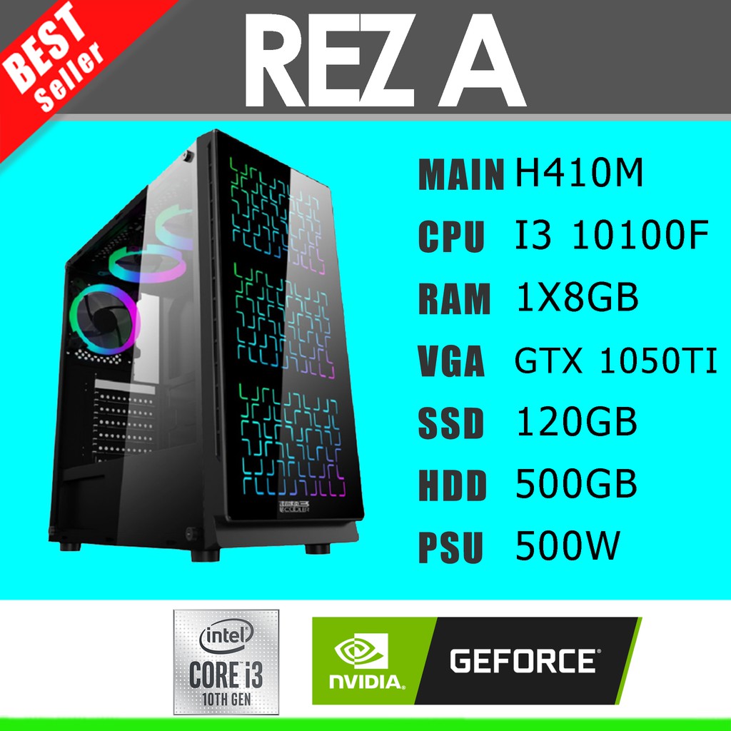 Pc gaming trọn bộ I3 10100F / MAIN H410M / RAM 8GB / GTX 1050TI 4GB / SSD 128GB + HDD 500GB / 500W / SAMSUNG 24" | BigBuy360 - bigbuy360.vn