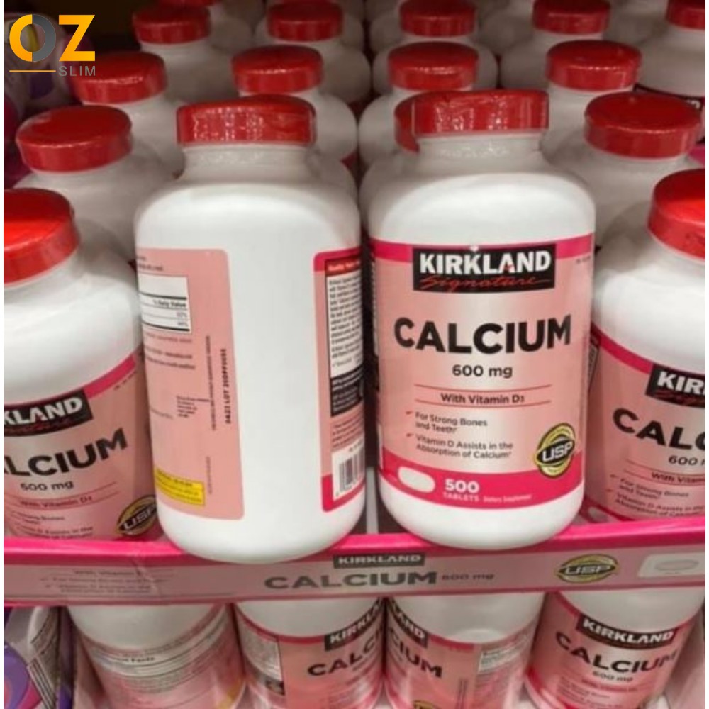 Canxi cho người lớn Kirkland Signature Calcium 600mg with Vitamin D3 phát triển hệ thống xương, phòng loãng xương OZSlim