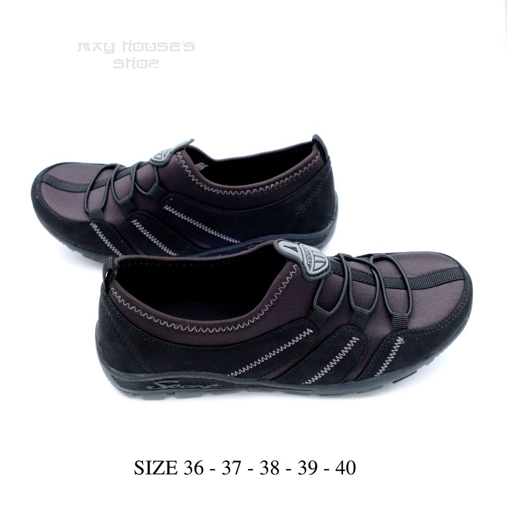 Giày thể thao cho phụ nữ trung niên và cao niên, giày lười màu đen xám – May House Shop