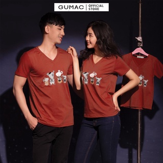 Áo thun nam cổ tim in chuột GUMAC ATB12024