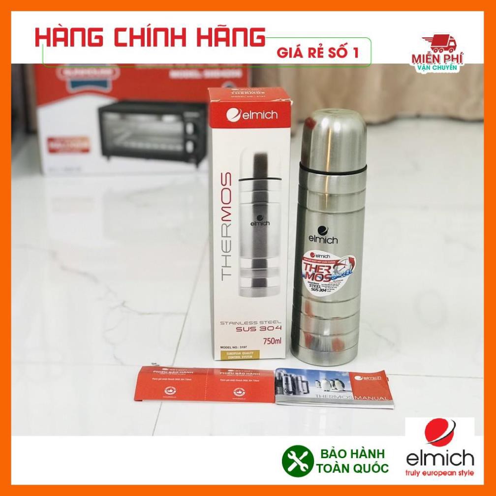 BÌNH GIỮ NHIỆT ELMICH 750ML, BÌNH GIỮ NHIỆT ELMICH NHẬP KHẨU 750ml, GIỮ NHIỆT 24H, CHẤT LIỆU INOX.