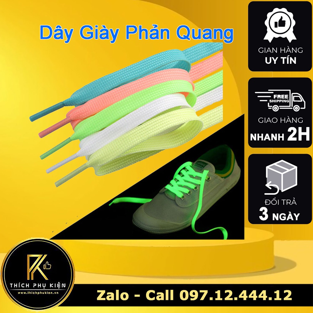 Dây Giày Thể Thao Sneaker Nam/Nữ Dạ Quang/Phản Quang - 120cm/2 Dây