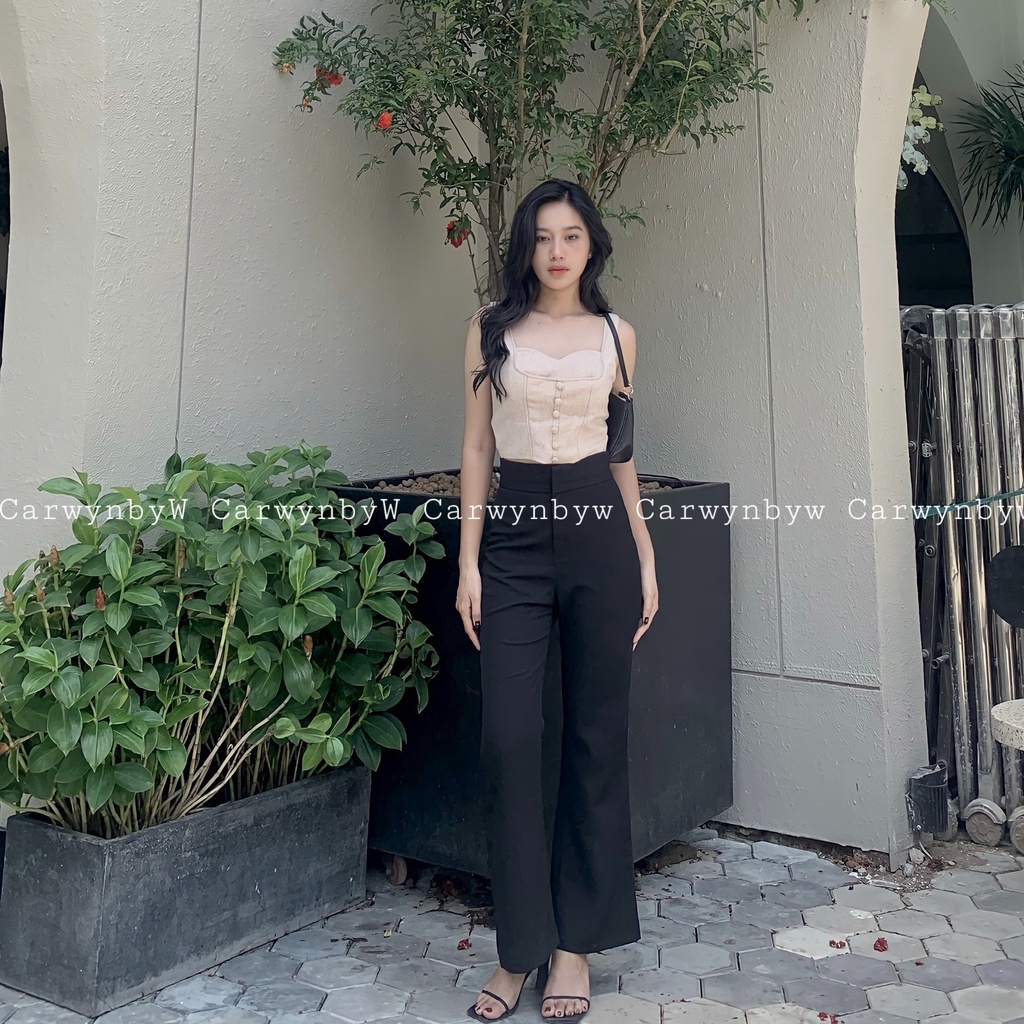 CarwynbyW - Áo Croptop Cúp Ngực 2 Dây Body