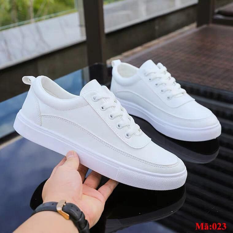 Giày thể thao nam cao cấp hot trend sprot full trắng hoặc đen giầy da trắng sneaker nam nữ - Mã HD666