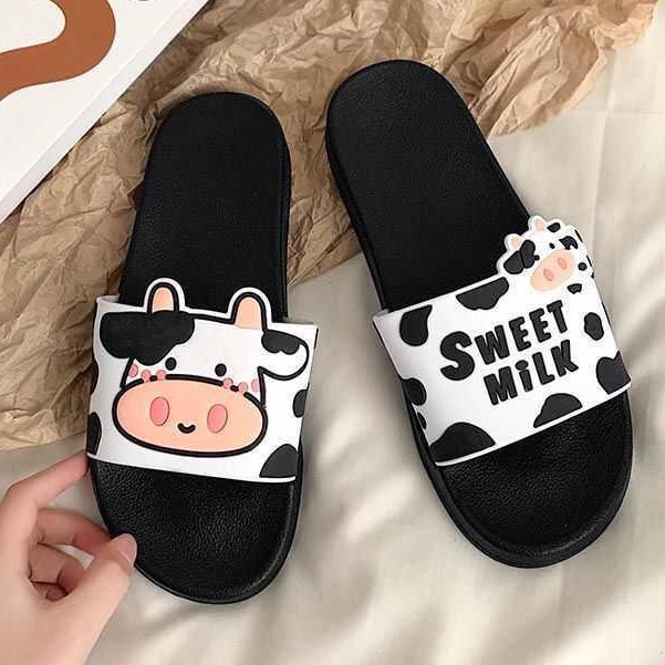 Dép Quai Ngang Hot Trend Bò Sữa Sweet Milk Dép Nữ Siêu Dễ Thương DP05