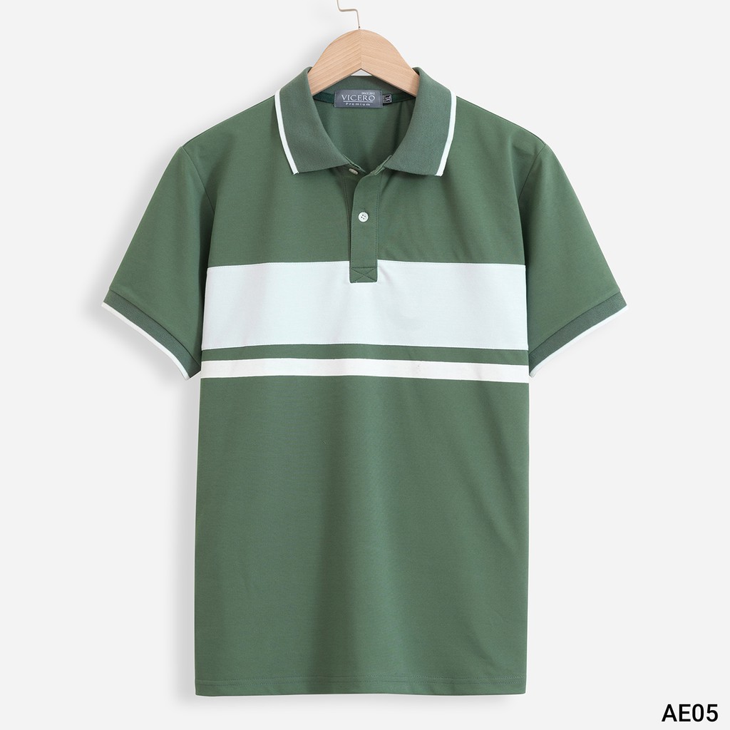 Áo Thun Nam Polo Có Cổ Tay Ngắn Phối Màu Cao Cấp VICERO