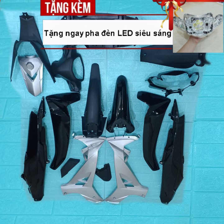 Bộ dàn áo Loại Phanh Đĩa  xe SIRIUS đời 2005 đến 2018 nhựa nguyên sinh ABS cao cấp màu ĐEN