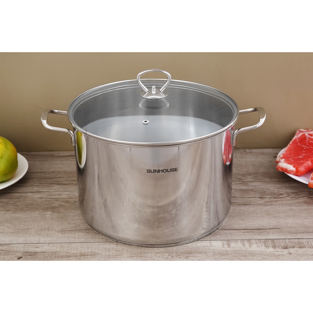 Nồi luộc gà inox 3 đáy SUNHOUSE SH28LG Dùng được trên bếp từ