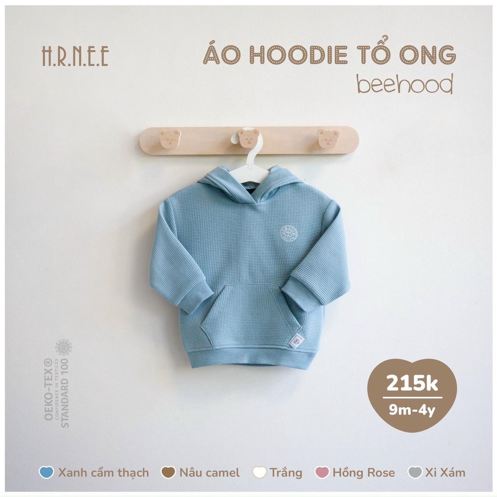 HRNEE -Áo Hoodie tổ ong Beehood + quần tổ ong cho bé trái/bé gái