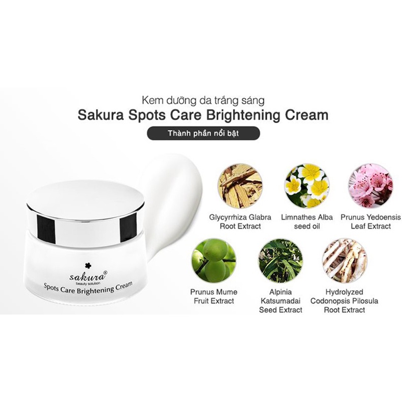 Kem dưỡng trắng ngừa sạm nám Sakura Spots Care Brightening Cream Nhật Bản - Da trắng hồng không tì vết