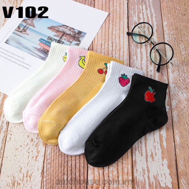 Tất cổ ngắn hình hoa quả & gấu bé