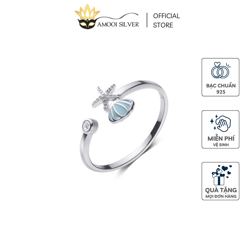 Nhẫn bạc S925 freesize sò biển - Amooi Silver AN74