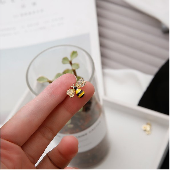 Bông tai Bạc 925 Phong Cách Hàn Quốc - BEE xinh xắn ( Cao Cấp )- ẢNH CHỤP THẬT