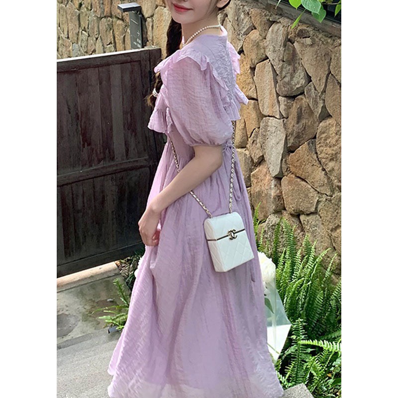 Đầm bánh bèo nữ dáng dài cổ nơ tay bồng HHY427, váy maxi babydoll nơ lưng tay bồng chun cổ bản to