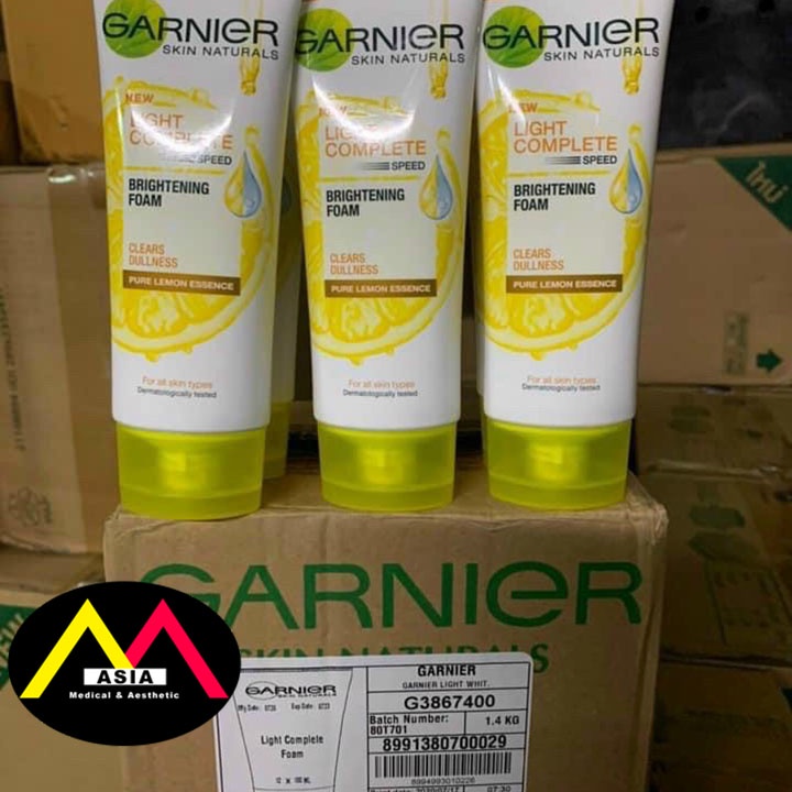Sữa rửa mặt GARNIER chanh vitamin c trắng da giảm mụn thâm nám tàn nhang đều màu da lão hóa thái lan 100ml