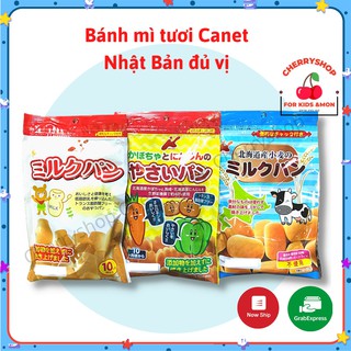 BÁNH MÌ TƯƠI CANET 45gr cho Bé ăn dặm trên 10m+ vị rau củ, vị sữa, vị sữa bò