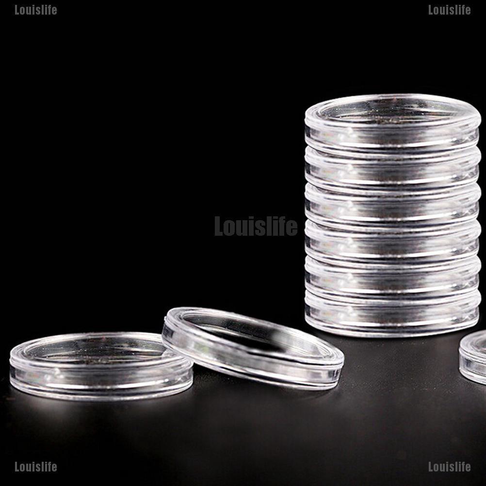 Set 10 Hộp Tròn Trong Suốt 40mm Đựng Tiền Xu