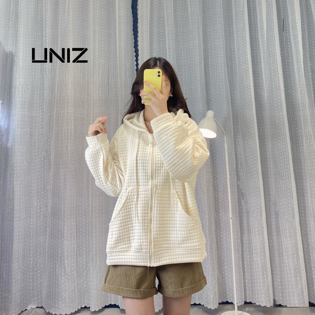 ( Ảnh thật ) Áo khoác Hoodie nỉ xốp ô vuông 1303 UNIZ