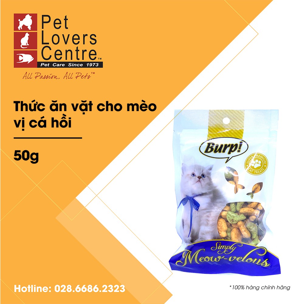 [vị cá hồi mix catnip] Thức ăn vặt cho mèo BURP - CAT BISCUITS-2 IN 1 SALMON &amp; CATNIP FLAVOR - 50g