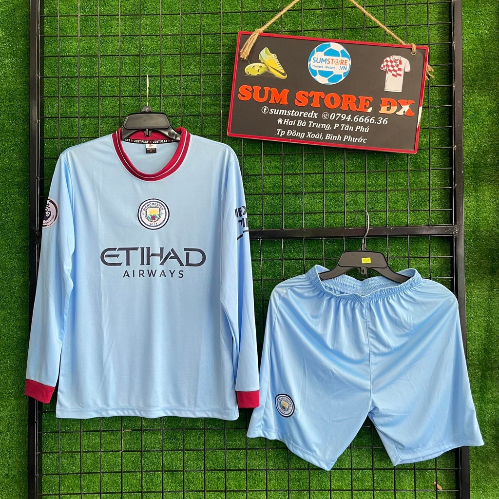 Quần Áo Bóng Đá CLB Man City Dài Tay 22 - Áo Đấu Hot Mẫu Mới, Cực Đẹp