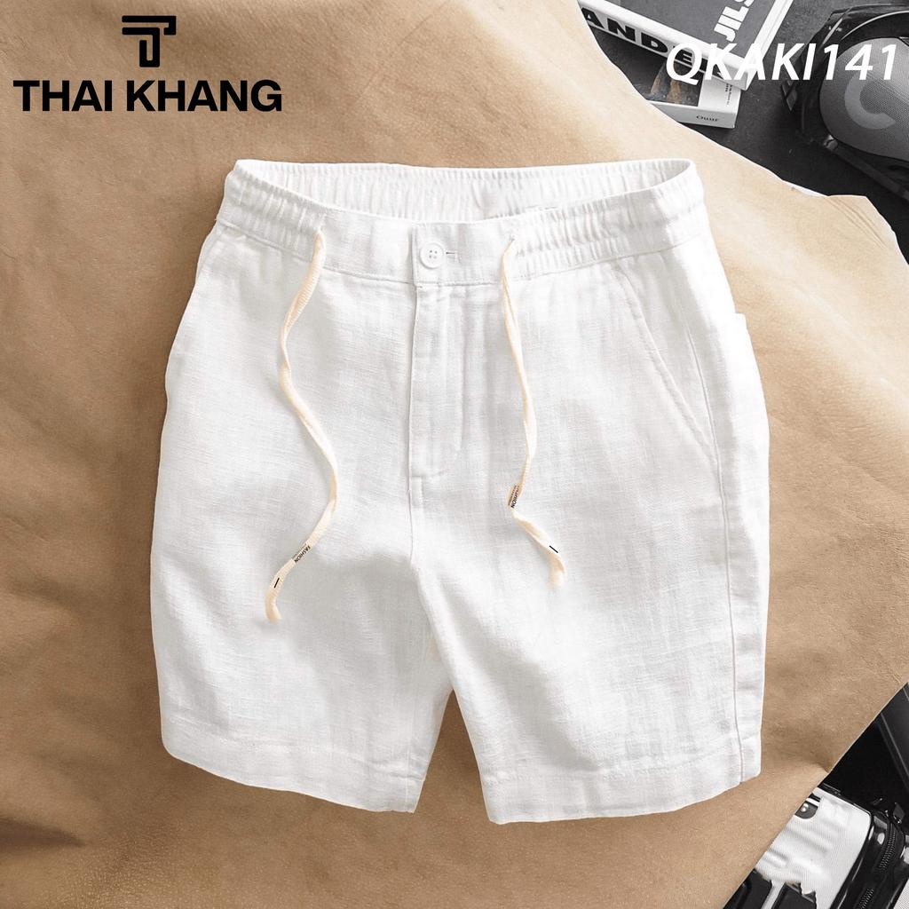 Quần short nam THÁI KHANG vải đũi lưng thun thoải mái dày mềm QKAKI14