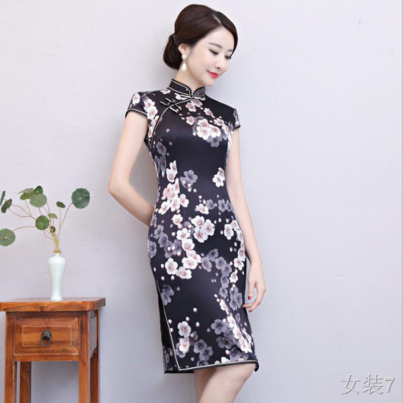 Giải phóng mặt bằng lụa mùa hè sườn xám nữ cải thiện váy Trung Quốc phong cách cao cấpq
